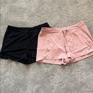 Reebok Black and Pink Drawstring Shorts Set